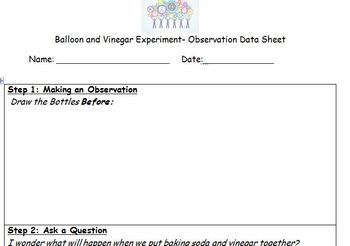 Balloon Baking Soda And Vinegar Experiment Data Collection Sheet