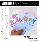 Balloon Birthday Gift Tags | PASTEL | Editable
