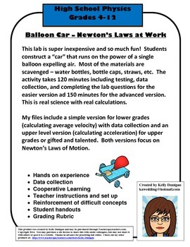 Preview of Balloon Car - Newton's Laws of Motion at Work - Physics Project