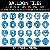 Balloon Letter and Number Tiles Clipart + FREE Blacklines 