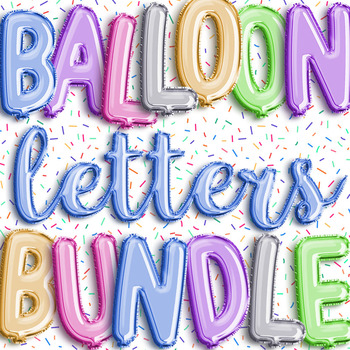 Preview of Balloon Alphabet Letters & Number Clip Art Bundle