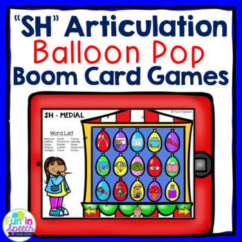 Preview of Balloon Pop SH Articulation Boom Card Games for Speech Therapy