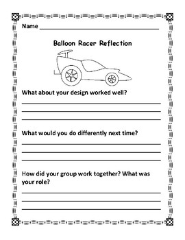 Preview of Balloon Racer Planning and Reflection Sheet