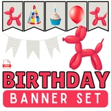 Balloon-Themed Birthday Bunting Flag Banner Set
