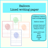 Balloon Writing Paper | Lined Paper | Big balloon Theme