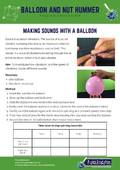 Preview of Balloon and nut hummer science experiment