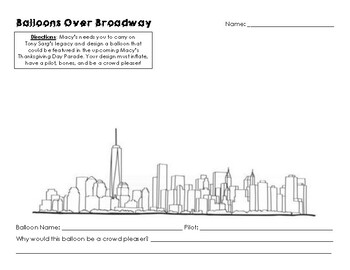 Preview of Balloons Over Broadway After Reading Activity