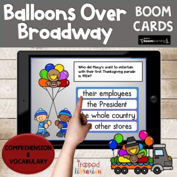 Preview of Balloons Over Broadway Boom Cards for November Library Lessons