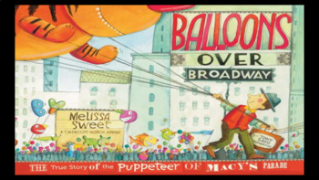 Preview of Balloons over Broadway: Vocabulary, Comprehension Questions & Balloon Design