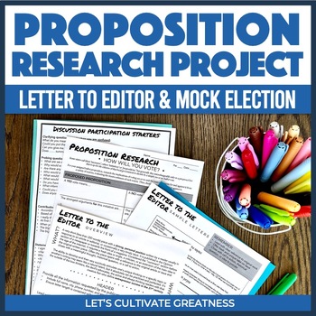 Preview of Voting Mock Election Day Activities - Ballot Proposition Research Project