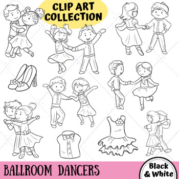 kids dancing clipart black and white