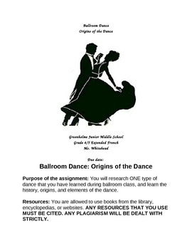 Preview of Ballroom Dances Geography assignment
