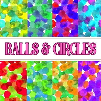 Preview of Balls and Circles Clip Art, Watercolor Fun and Whimsical Digital Backgrounds