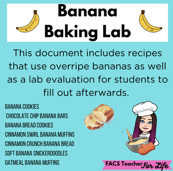 Preview of Banana Baking Lab - FACS, FCS, Cooking, High School
