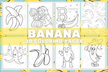 Banana Coloring Pages for Kids, School Activity, Girls, Boys, Teens