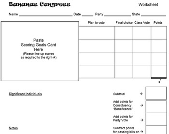 Preview of Bananas Congress - Full Classroom Simulation of the US Congress