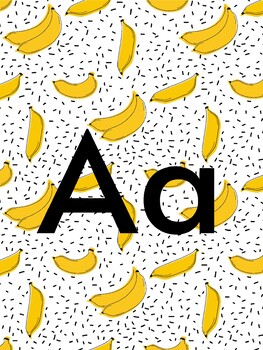 Preview of Bananas Fruit Alphabet Posters | Classroom Decor | ABCs | A to Z | Fall Harvest