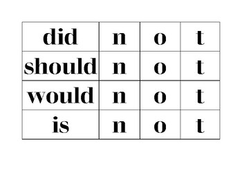 Band-Aid Contractions with Not by Stephanie French | TPT