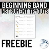 Band Beginner Sheet for Instrument Tryouts