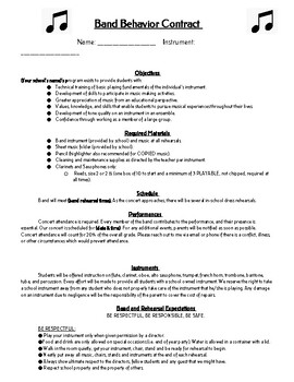 Band Behavior Contract by BandBaritoneAndBeyond | TPT