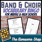 Band & Choir Music Vocabulary BINGO for Middle and High School