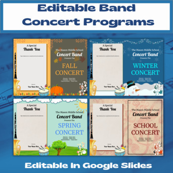 Preview of Band Concert Program Templates - Editable in Google Slides