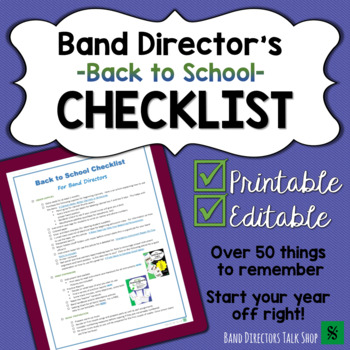 Preview of Band Director Back-to-School Checklist FREEBIE