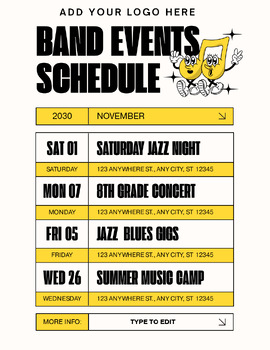 Preview of Band Events Schedule Flyers (4) - Fully Customize your Flyer - Ready to Edit