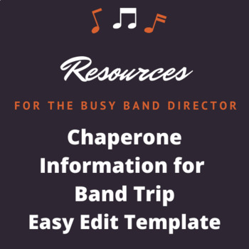 Preview of Band Field Trip Chaperone Information Template (Six Flags)