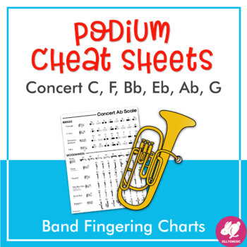 Preview of Band Fingering Charts - Major Scale Podium Cheat Sheets