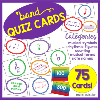 Preview of Band Game QUIZ CARDS - over 75 cards in 5 categories - use for multiple games!