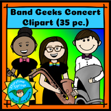 Music & Band Clipart: Kids with Instruments (35 Color & B&W)