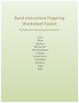 Preview of Customizable Band Instrument Fingering Worksheet Packet