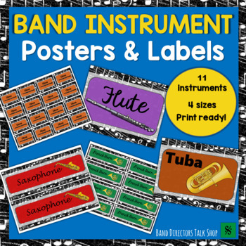 Preview of Music Bulletin Board "Band Instrument" Music Decor & Labels Set
