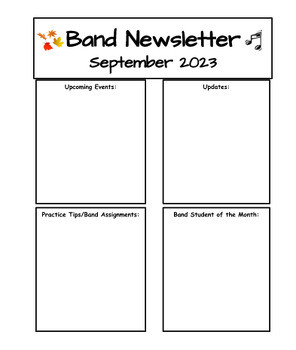 Preview of Band Instrumental Music Parent Newsletters- 3 templates/editable