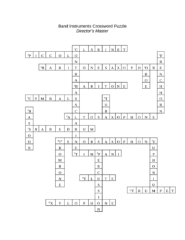 Preview of Band Instruments Crossword Puzzle