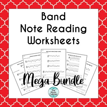 Preview of Band Note Reading Music Worksheets Mega Bundle