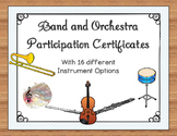 Band/Orchestra Certificates of Participation (16 Instruments) End of Year