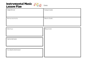 Preview of Band/Orchestra Lesson Plan Template