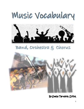 Preview of Band, Orchestra and Chorus Vocabulary with Activity Sheets