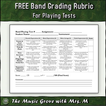 Preview of Band Playing Assessment RUBRIC