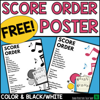 Preview of Band Poster: Score Order Band Poster - FREE!