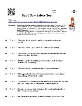 Preview of Band Saw Safety Training and Safety Test (w/ my video)