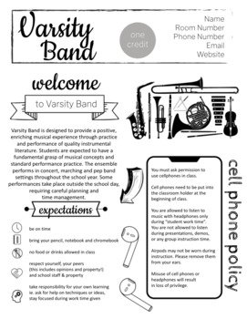 Preview of Band Syllabus - Easy to edit in Google Slides