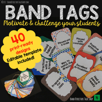 Preview of Band Tags for Beginning Band Motivation