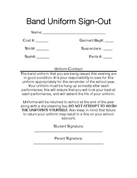 Preview of Band Uniform Signout