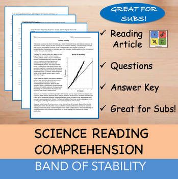 Preview of Band of Stability - Reading Passage and x 10 Questions (EDITABLE)