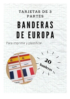 Preview of Banderas de Europa - Tarjetas de 3 partes Montessori