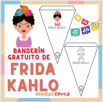 Preview of Día Internacional de la Mujer - Banderín de Frida Kahlo 2
