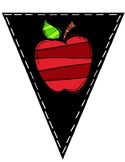 Banderole «Bienvenue» (tableau, craie et pommes)